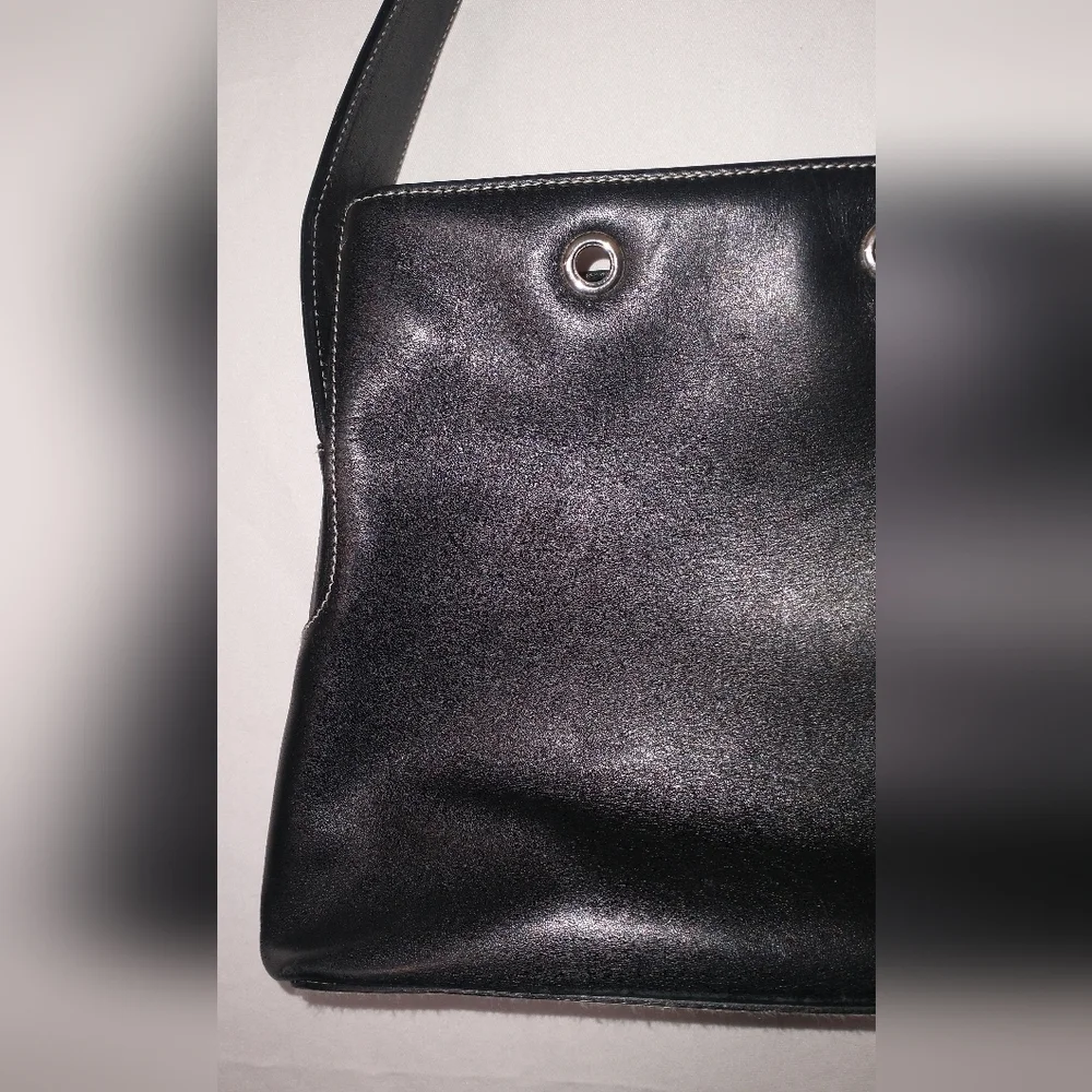 Lauren Ralph Lauren Elegant Black Leather Shoulder Bag Retro Vintage 90"S - Picture 2 of 11